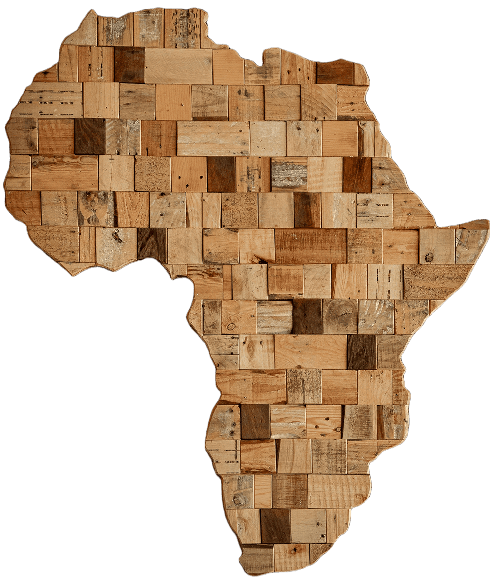 Africa Map in a wooden pattern