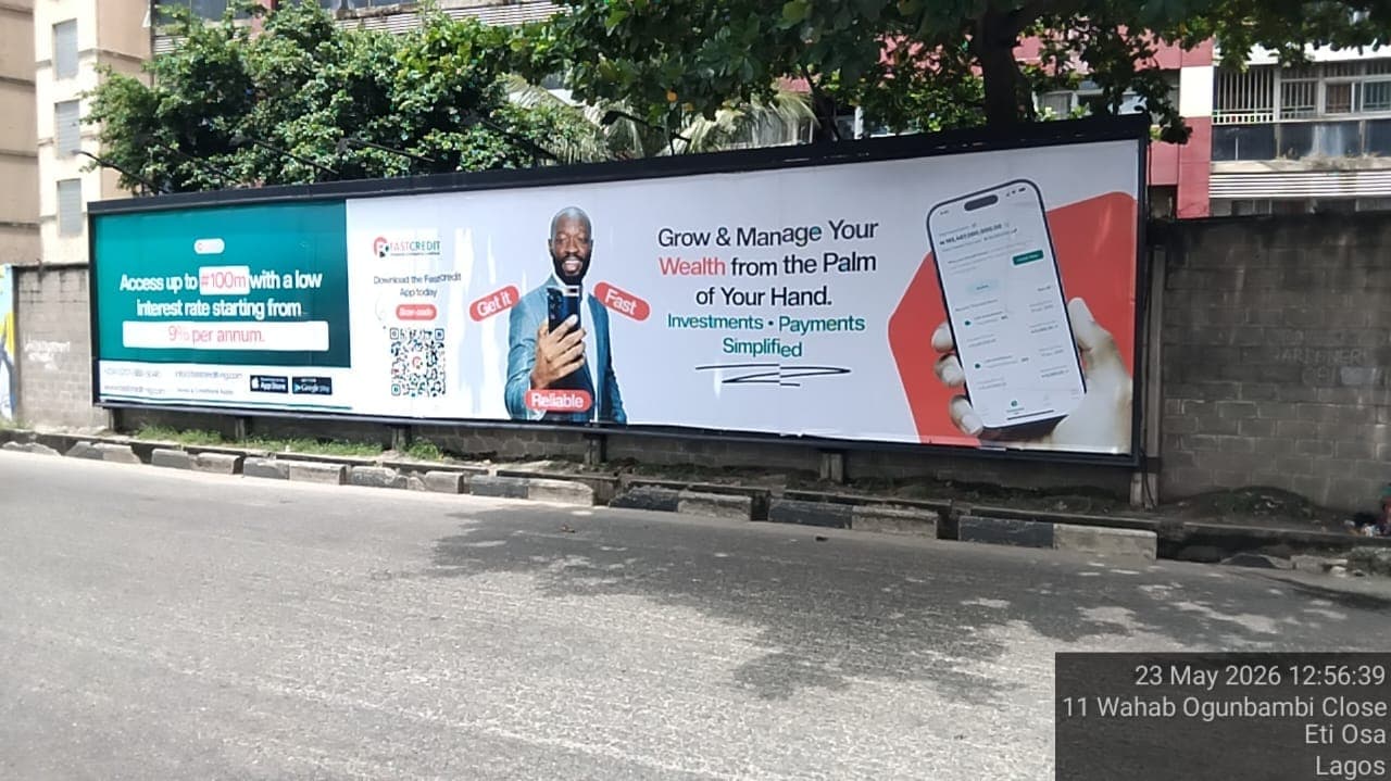 Lekki Free Zone 20th anniversary billboard on a Lagos roadside, reading Africa's leading Industrial Ecosystem.