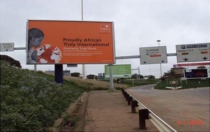 GTBank billboard on the terminal approach road at OR Tambo, Johannesburg.